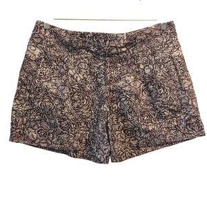 Anthropologie Golden Phi Linen Cotton Floral Batik Tailored Belted Shorts 8